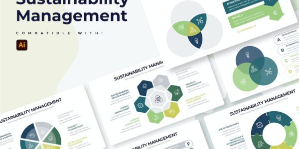 Banner image of Premium Sustainability Management Illustrator Infographics  Free Download