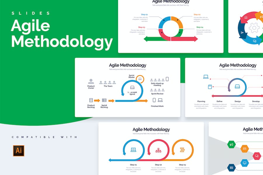 Banner image of Premium Business Agile Diagrams Illustrator Infographics  Free Download