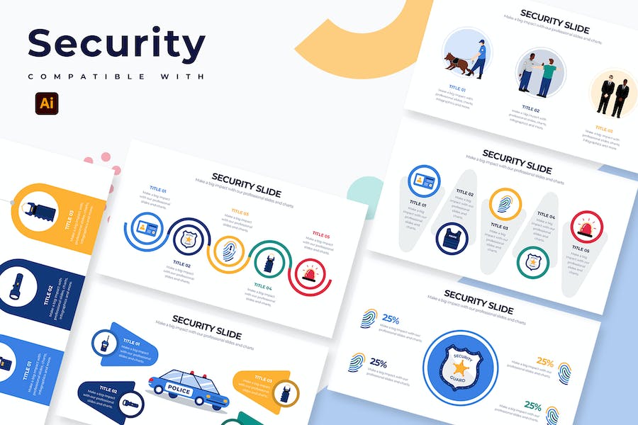 Banner image of Premium Business Security Slides Illustrator Infographics  Free Download