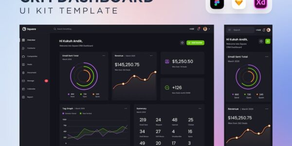 Banner image of Premium Dark CRM Dashboard UI Kit  Free Download