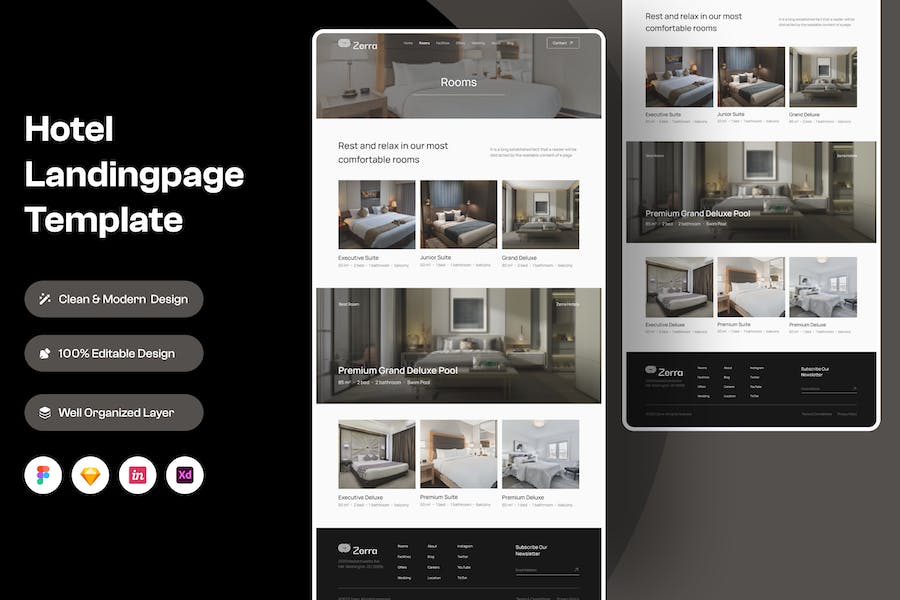 Banner image of Premium Hotel Landing Page Template  Free Download