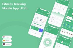 Banner image of Premium Fitness Tracking Mobile App UI Kit  Free Download