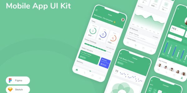 Banner image of Premium Fitness Tracking Mobile App UI Kit  Free Download