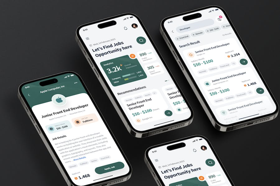 Banner image of Premium Jobly Job Finder Mobile App UI Kit  Free Download