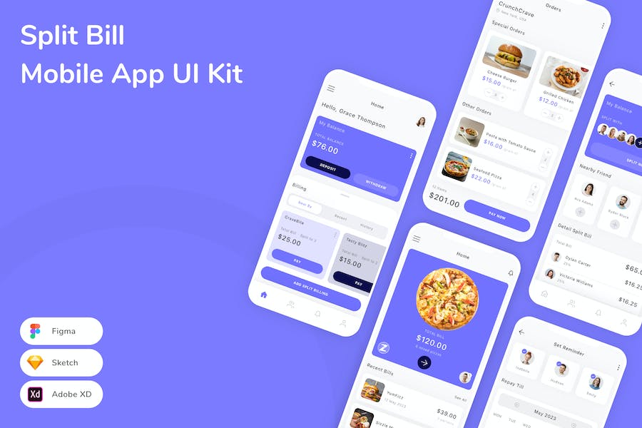 Banner image of Premium Split Bill Mobile App UI Kit  Free Download