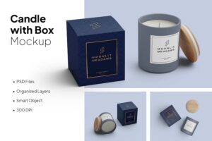 Banner image of Premium Candle with Box Mockup  Free Download