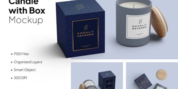 Banner image of Premium Candle with Box Mockup  Free Download