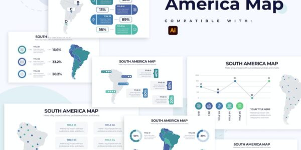 Banner image of Premium South America Map Illustrator Infographics  Free Download