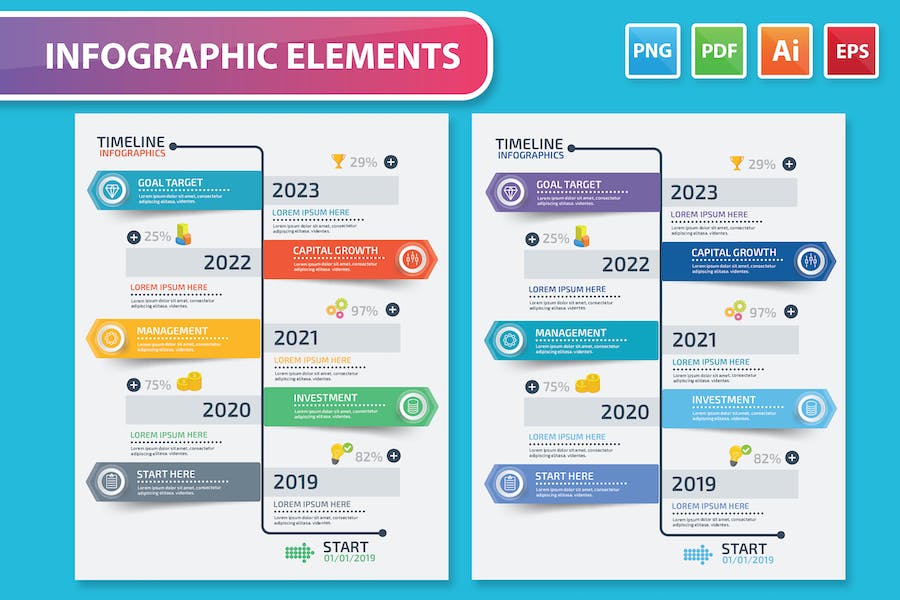 Banner image of Premium Timeline Infographics Design  Free Download