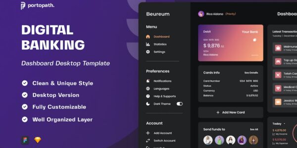 Banner image of Premium Beureum Dashboard Desktop Digital Banking  Free Download