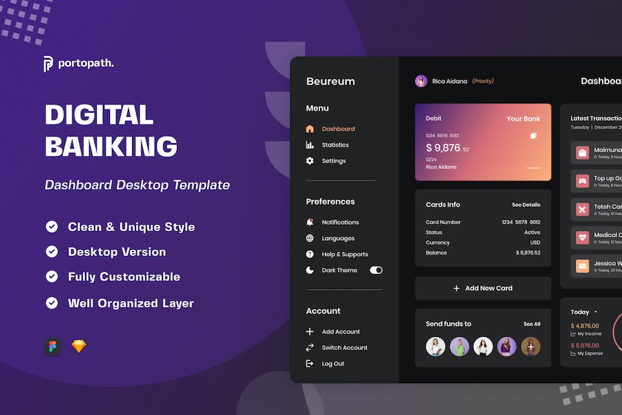 Banner image of Premium Beureum Dashboard Desktop Digital Banking  Free Download