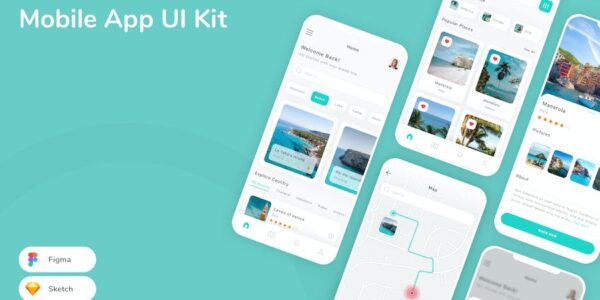 Banner image of Premium Travel Mobile App UI Kit  Free Download