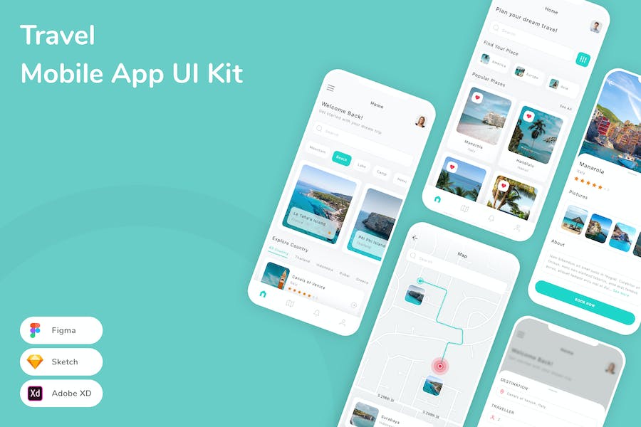 Banner image of Premium Travel Mobile App UI Kit  Free Download