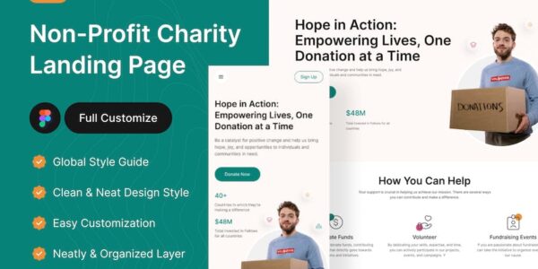 Banner image of Premium Charity Non-Profit Landing Page  Free Download