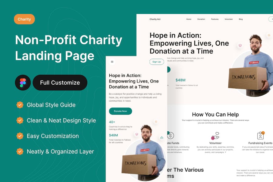 Banner image of Premium Charity Non-Profit Landing Page  Free Download