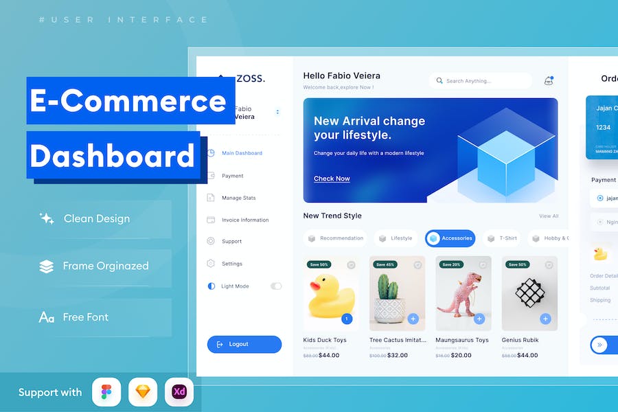 Banner image of Premium E-Commerce Dashboard  Free Download