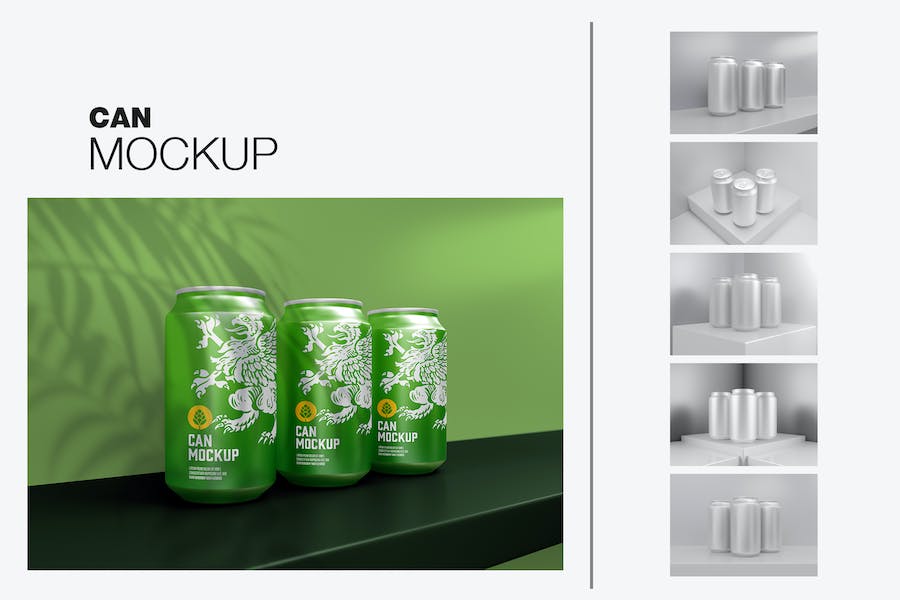Banner image of Premium Scene with Metallic Cans Mockup  Free Download