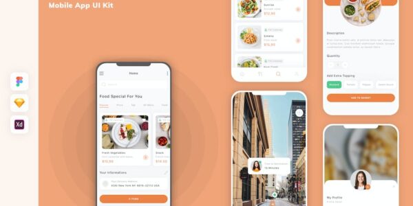 Banner image of Premium Food Restaurant Mobile App UI Kit  Free Download