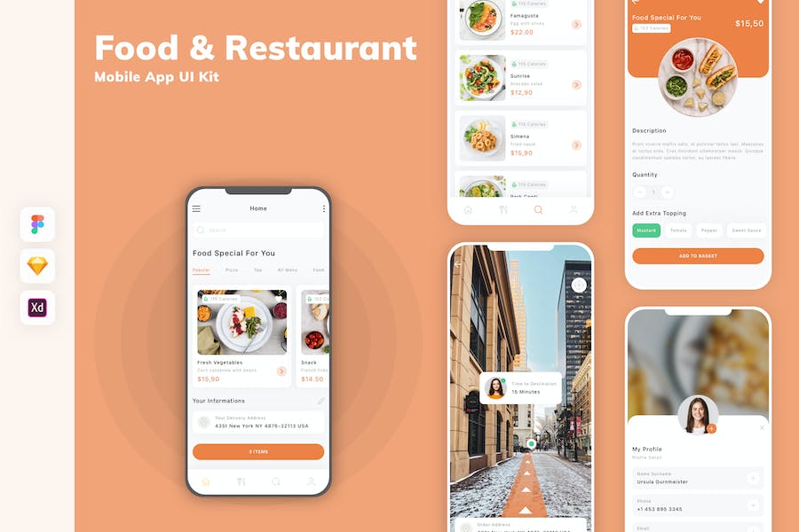 Banner image of Premium Food Restaurant Mobile App UI Kit  Free Download