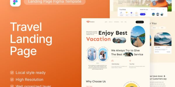 Banner image of Premium Wanderlust Travel and Tourism UI Figma Template  Free Download