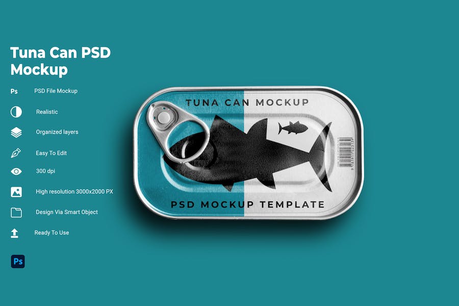 Banner image of Premium Tuna Can PSD Mockup  Free Download
