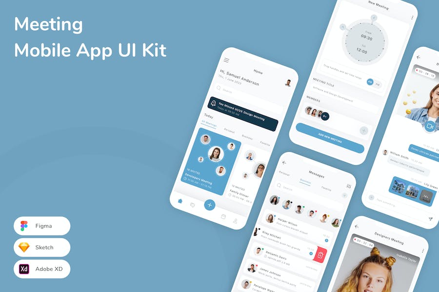 Banner image of Premium Meeting Mobile App UI Kit  Free Download