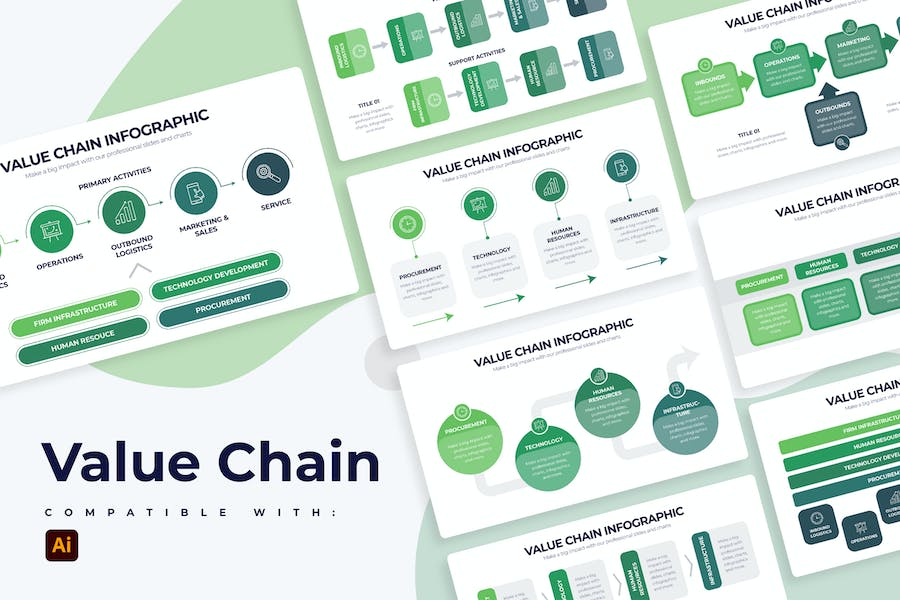 Banner image of Premium Business Value Chain Illustrator Infographics  Free Download