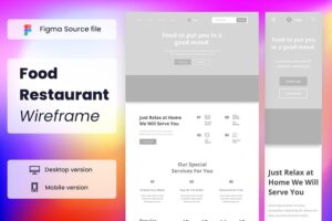 Banner image of Premium Food Restaurant Wireframe Website  Free Download