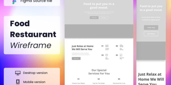 Banner image of Premium Food Restaurant Wireframe Website  Free Download