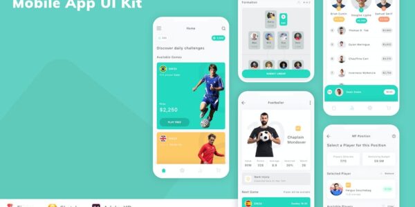 Banner image of Premium Soccer Mobile App UI Kit  Free Download