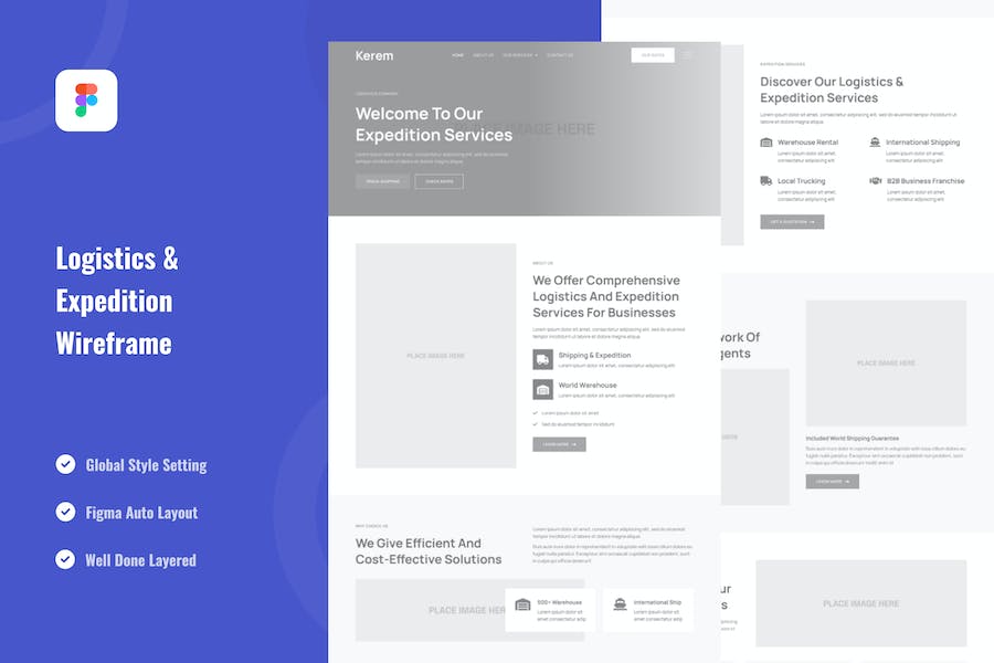 Banner image of Premium Logistics Expedition Landing Page Wireframe  Free Download