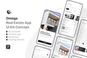 Banner image of Premium Omega Real Estate Mobile App UI Kit  Free Download