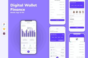 Banner image of Premium Digital Wallet Finance Mobile App UI Kit  Free Download