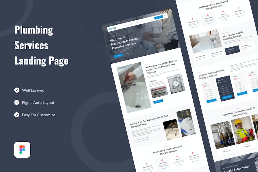 Banner image of Premium Plumbing Services Landing Page Website Design  Free Download