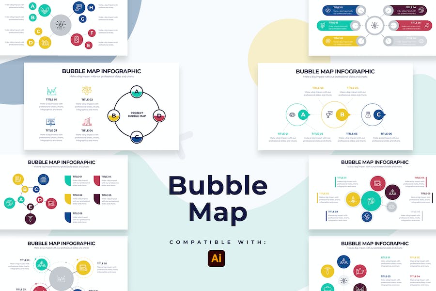 Banner image of Premium Business Bubble Map Illustrator Infographics  Free Download