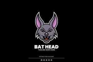 Banner image of Premium Bat Head Simple Mascot Logo  Free Download