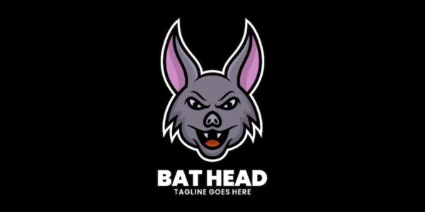 Banner image of Premium Bat Head Simple Mascot Logo  Free Download