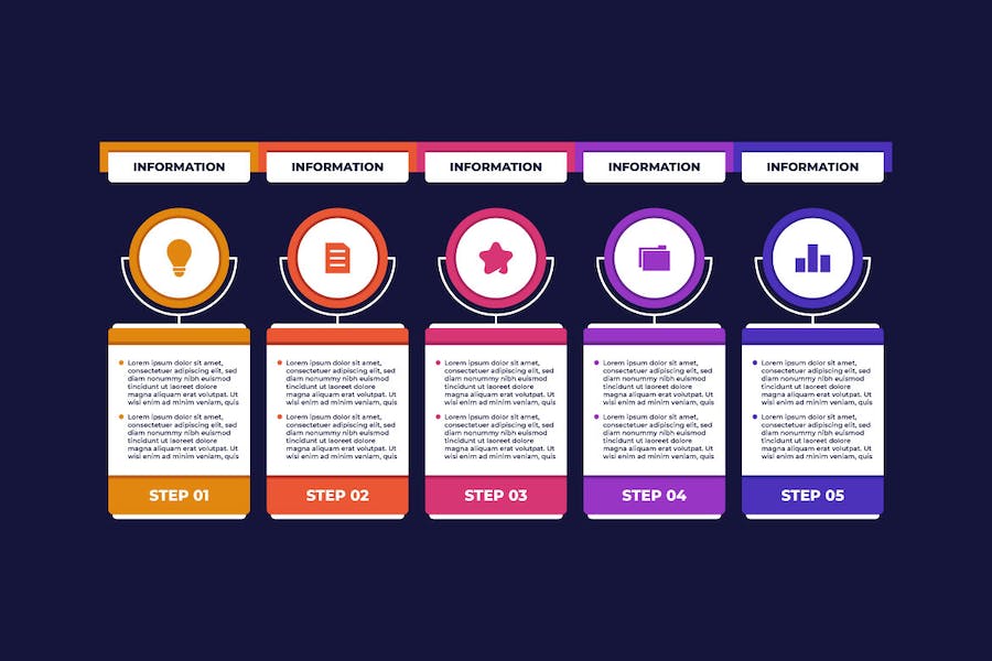 Banner image of Premium Five Steps Business Infographic Presentation  Free Download