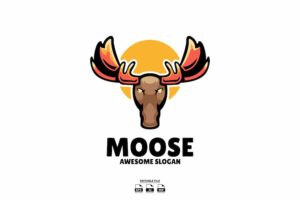 Banner image of Premium Moose Head Mascot Logo  Free Download