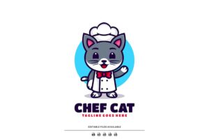 Banner image of Premium Chef Cat Mascot Cartoon Logo  Free Download