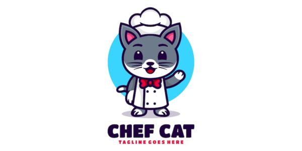 Banner image of Premium Chef Cat Mascot Cartoon Logo  Free Download