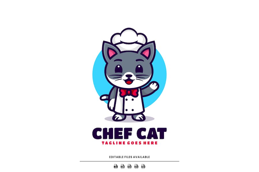 Banner image of Premium Chef Cat Mascot Cartoon Logo  Free Download