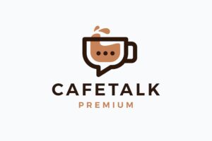 Banner image of Premium Coffee Talk Chat Bubble Logo  Free Download