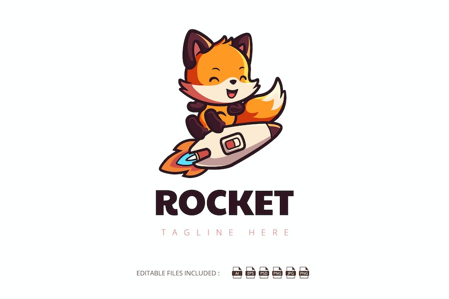 Banner image of Premium Rocket Fox Logo Mascot  Free Download