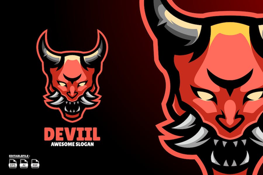 Banner image of Premium Devil Illustration Mascot Logo  Free Download