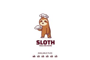 Banner image of Premium Sloth Chef Logo  Free Download