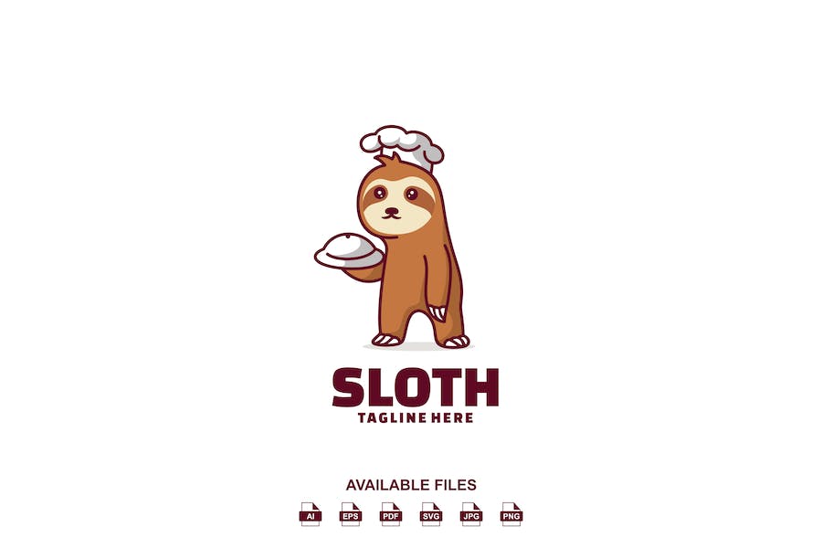 Banner image of Premium Sloth Chef Logo  Free Download