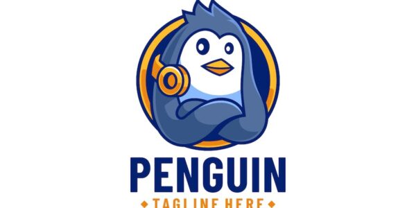 Banner image of Premium Penguin With Headset Gaming Logo Design  Free Download