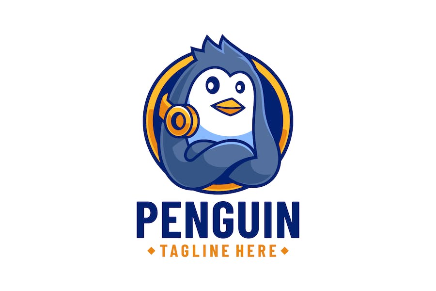 Banner image of Premium Penguin With Headset Gaming Logo Design  Free Download
