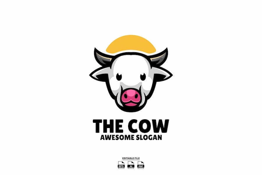 Banner image of Premium Cow Head Illustration Logo  Free Download